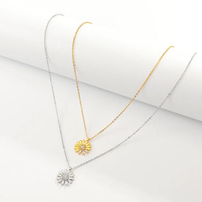 Fashion Flower Alloy Inlay Zircon Pendant Necklace