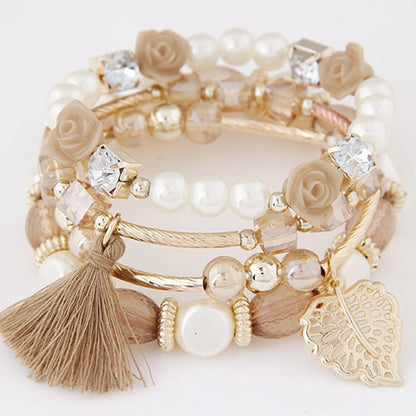 Fashion Flower Alloy Pearl Artificial Gemstones Women's Bracelets 1 Piece