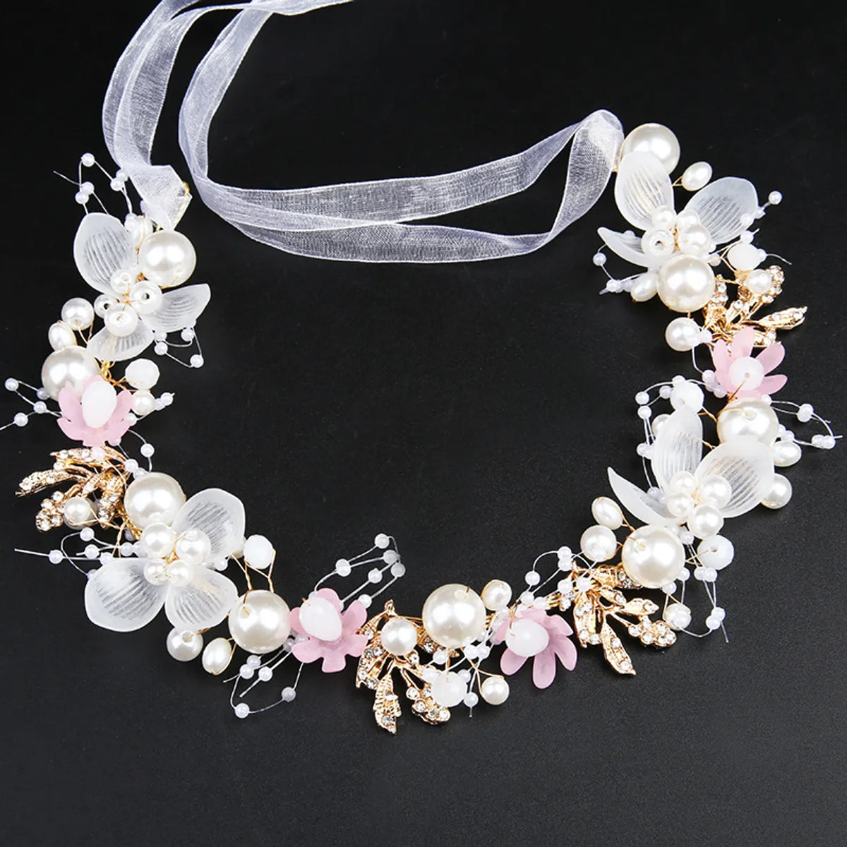 Fashion Flower Alloy Pearl Hair Band