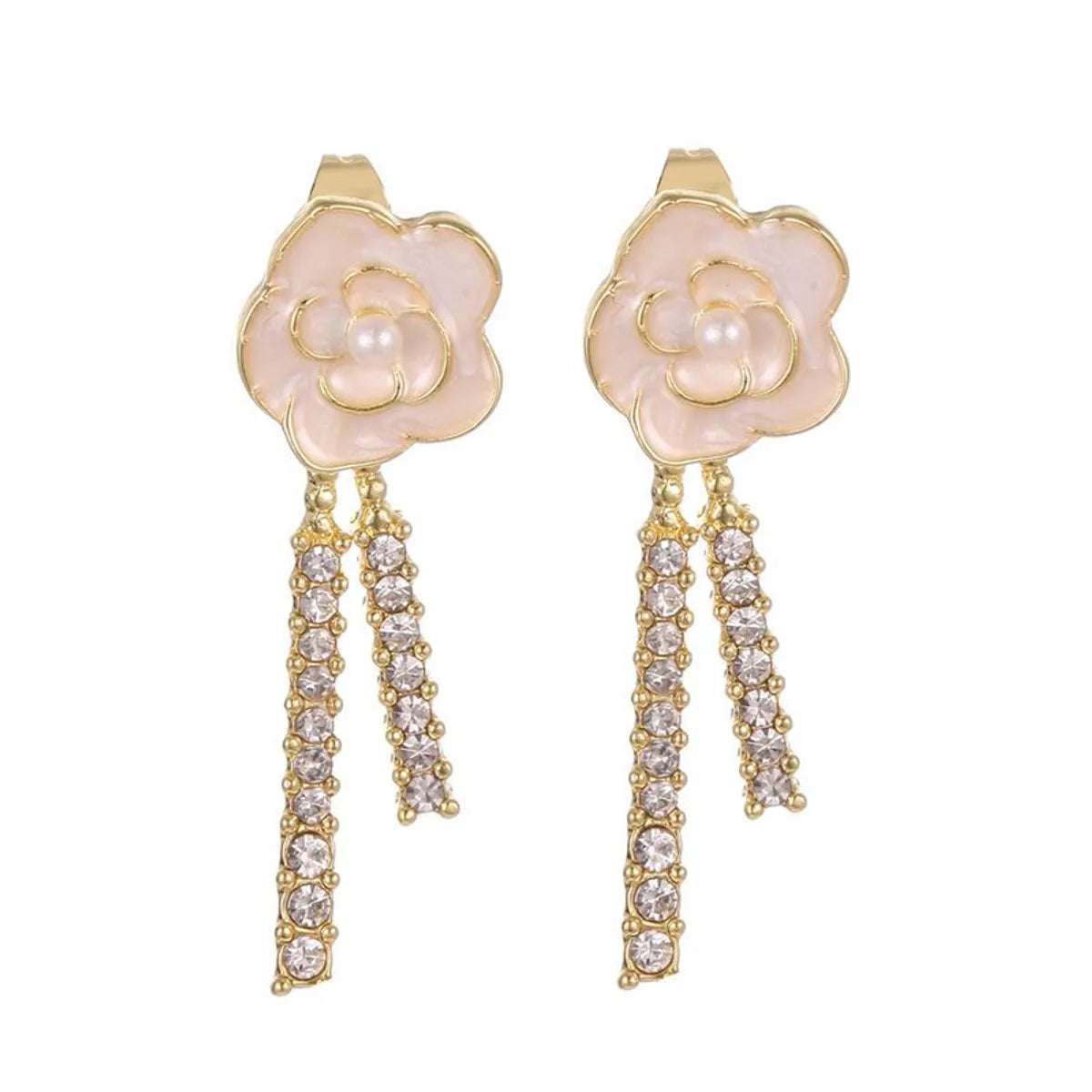 Fashion Flower Alloy Plating Inlay Artificial Diamond Pearl Women's Drop Earrings 1 Pair