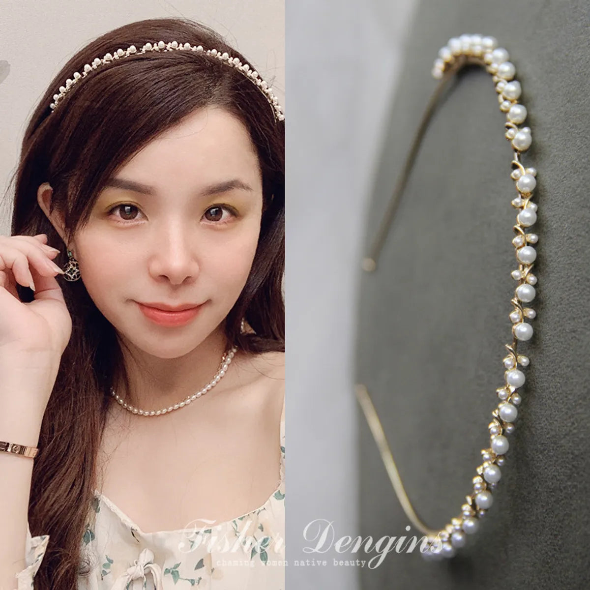 Fashion Flower Alloy Plating Inlay Artificial Gemstones Hair Band 1 Piece