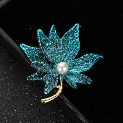 Fashion Flower Alloy Plating Inlay Artificial Gemstones Pearl Women'S Brooches