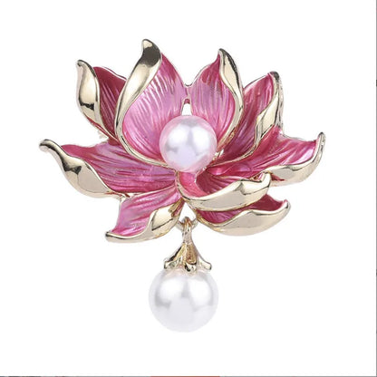 Fashion Flower Alloy Plating Inlay Artificial Gemstones Pearl Women'S Brooches