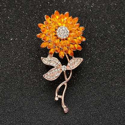 Fashion Flower Alloy Plating Inlay Artificial Gemstones Pearl Women'S Brooches