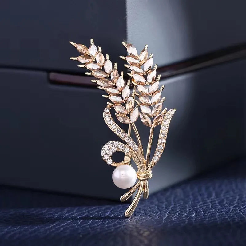 Fashion Flower Alloy Plating Inlay Artificial Gemstones Pearl Women'S Brooches