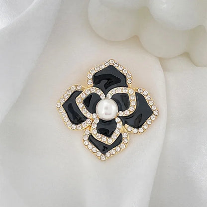 Fashion Flower Alloy Plating Inlay Artificial Gemstones Pearl Women'S Brooches