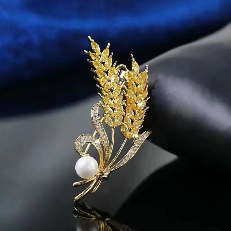 Fashion Flower Alloy Plating Inlay Artificial Gemstones Pearl Women'S Brooches