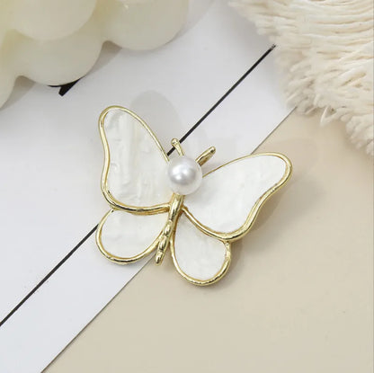 Fashion Flower Alloy Plating Inlay Artificial Gemstones Pearl Women'S Brooches