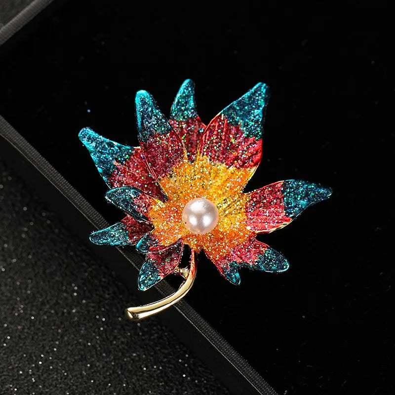 Fashion Flower Alloy Plating Inlay Artificial Gemstones Pearl Women'S Brooches