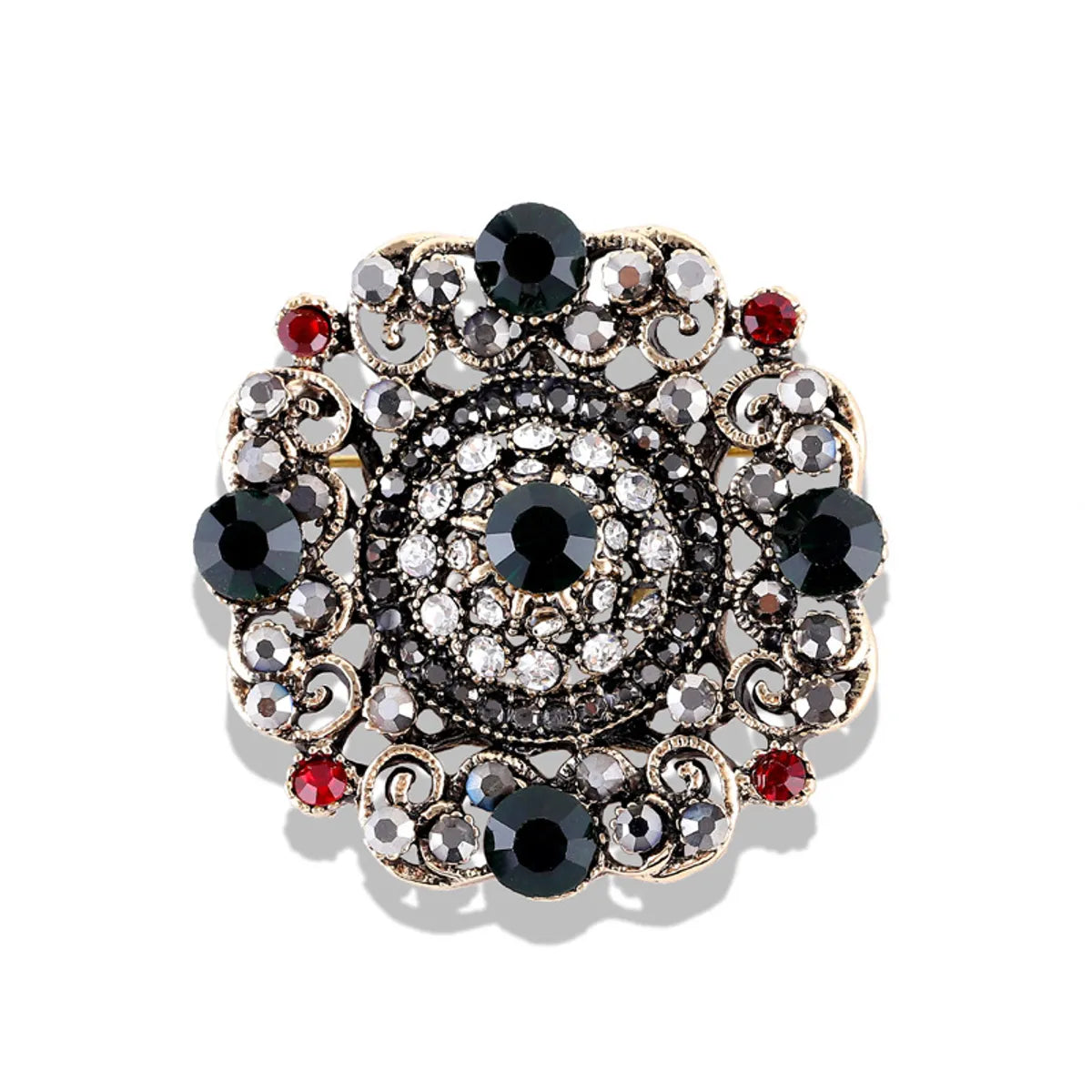 Fashion Flower Alloy Plating Inlay Artificial Gemstones Women'S Brooches