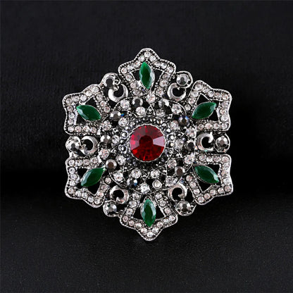 Fashion Flower Alloy Plating Inlay Artificial Gemstones Women'S Brooches