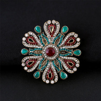 Fashion Flower Alloy Plating Inlay Artificial Gemstones Women'S Brooches