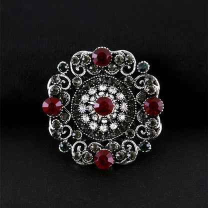 Fashion Flower Alloy Plating Inlay Artificial Gemstones Women'S Brooches