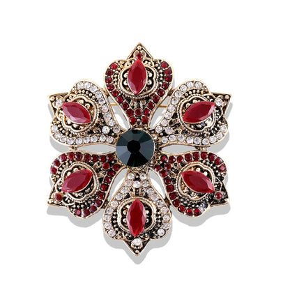 Fashion Flower Alloy Plating Inlay Artificial Gemstones Women'S Brooches