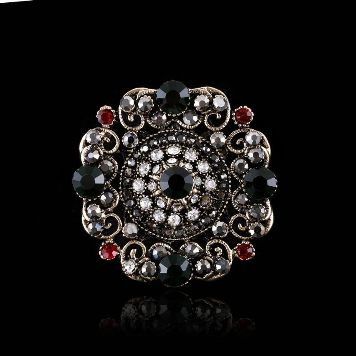 Fashion Flower Alloy Plating Inlay Artificial Gemstones Women'S Brooches