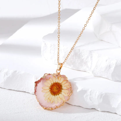 Fashion Flower Alloy Resin Epoxy Women'S Pendant Necklace 1 Piece