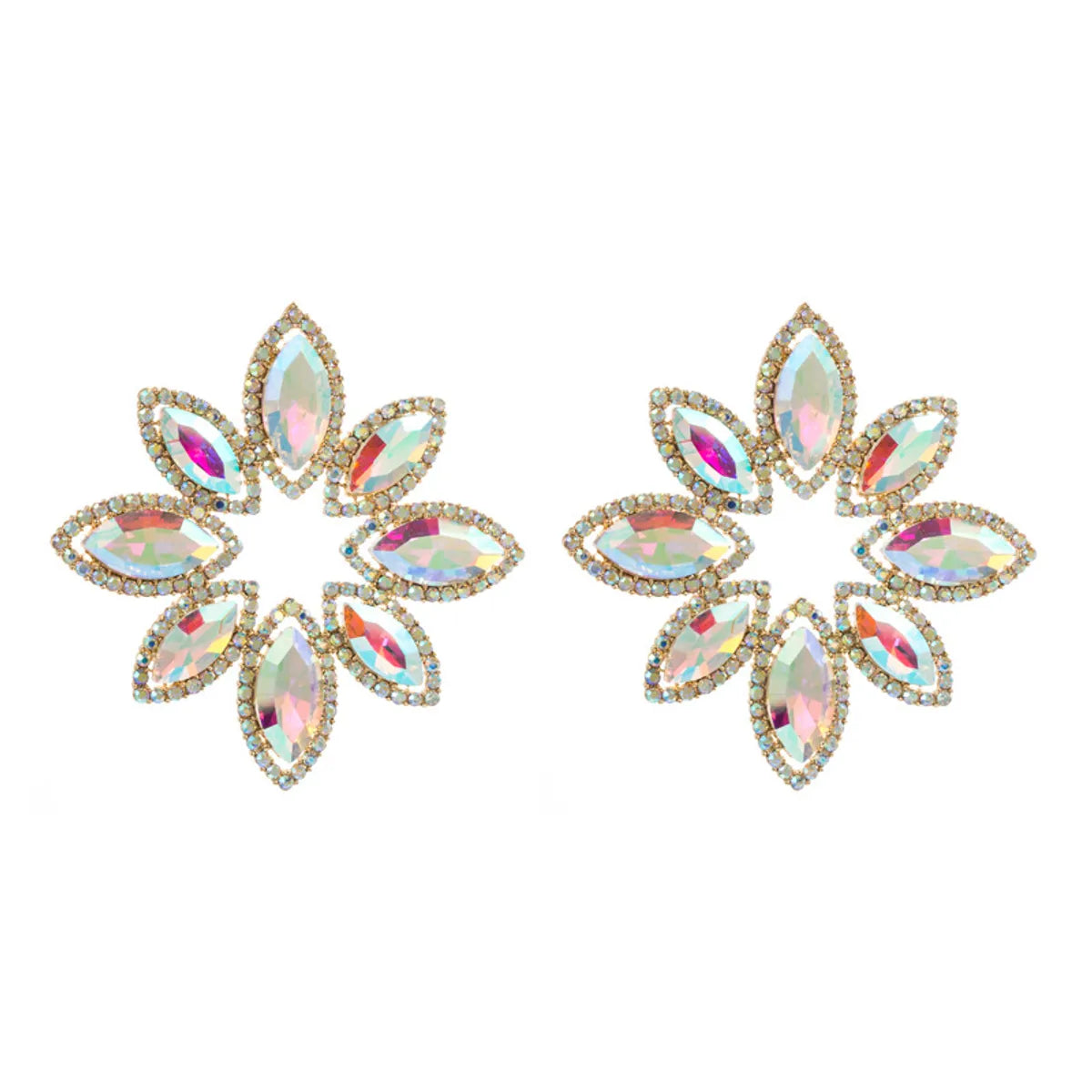 Fashion Flower Alloy Rhinestone Glass Women's Ear Studs 1 Pair