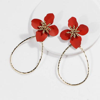 Fashion Flower Alloy Stoving Varnish Women's Drop Earrings 1 Pair