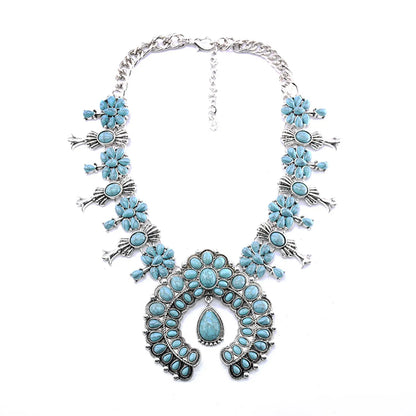 Fashion Flower Artificial Crystal Alloy Plating Artificial Crystal Necklace