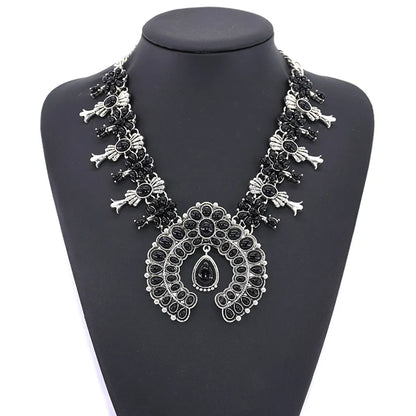 Fashion Flower Artificial Crystal Alloy Plating Artificial Crystal Necklace