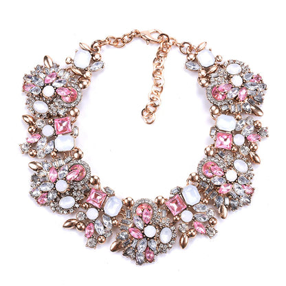 Fashion Flower Artificial Crystal Alloy Plating Rhinestones Women'S Necklace