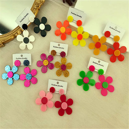 Fashion Flower Arylic Women'S Drop Earrings 1 Pair