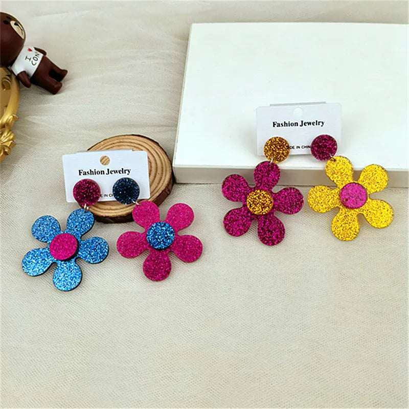 Fashion Flower Arylic Women'S Drop Earrings 1 Pair