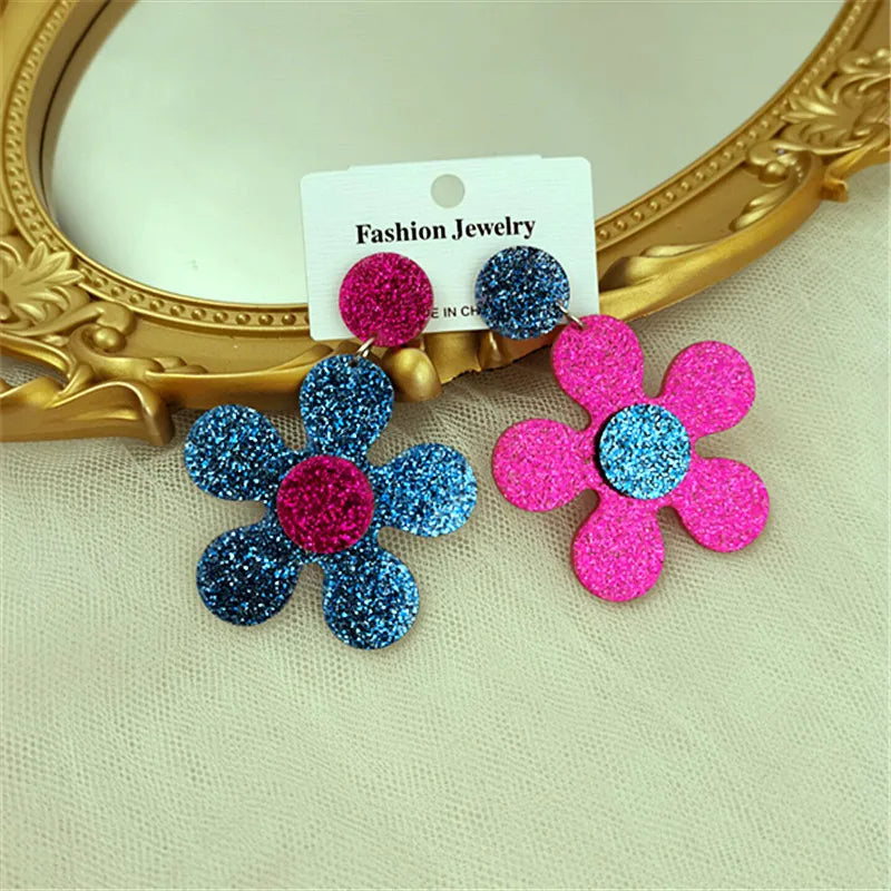 Fashion Flower Arylic Women'S Drop Earrings 1 Pair