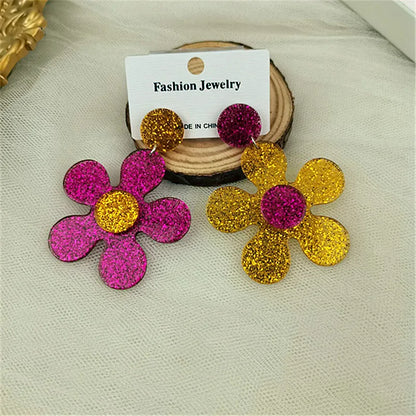 Fashion Flower Arylic Women'S Drop Earrings 1 Pair