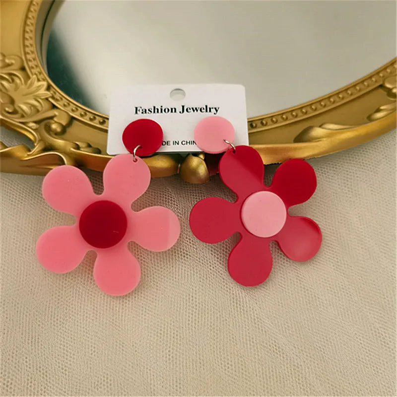 Fashion Flower Arylic Women'S Drop Earrings 1 Pair