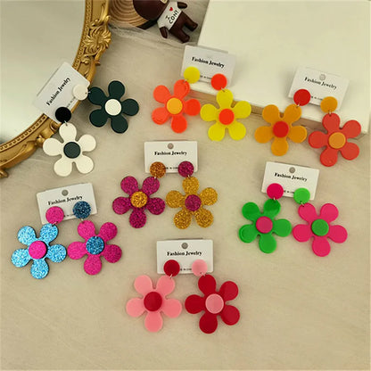 Fashion Flower Arylic Women'S Drop Earrings 1 Pair