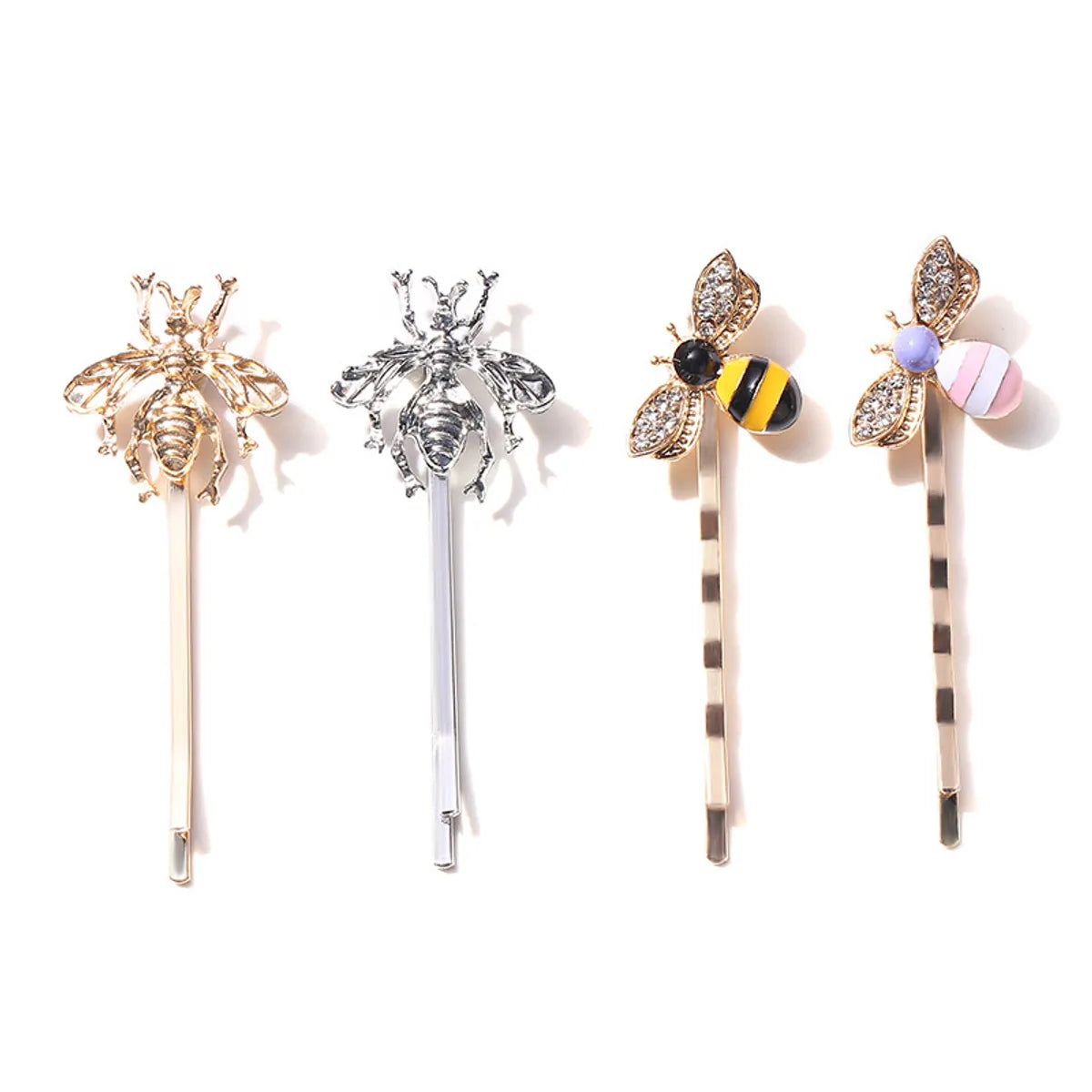 Fashion Flower Bee Metal Inlay Rhinestones Hair Clip 1 Piece