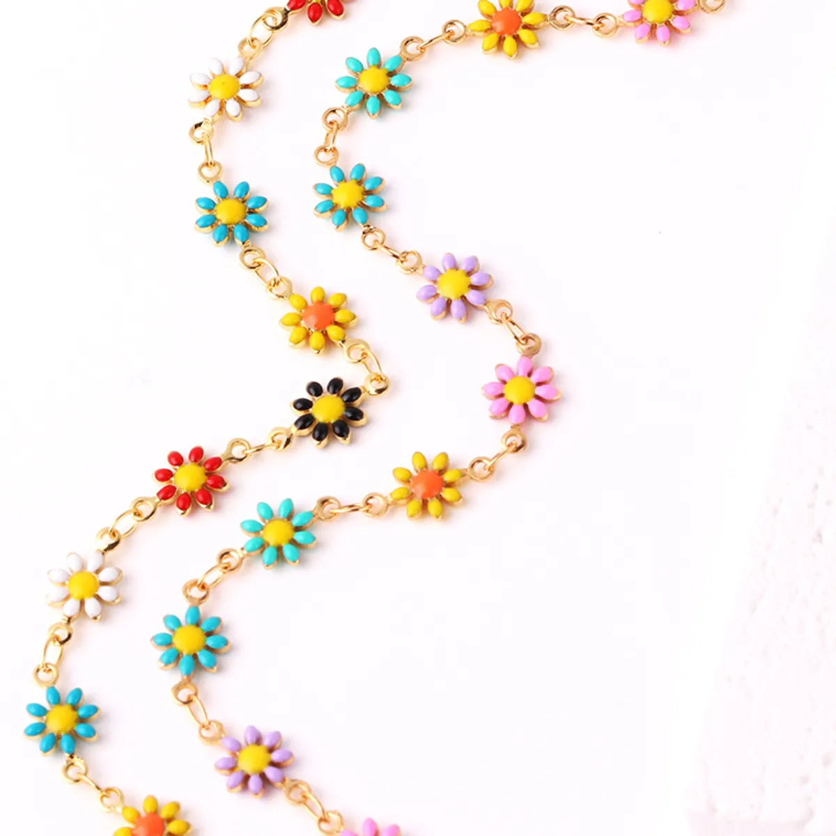 Fashion Flower Brass Gold Plated Necklace In Bulk