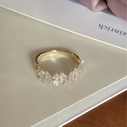 Fashion Flower Butterfly Copper Plating Artificial Pearls Zircon Open Ring 1 Piece