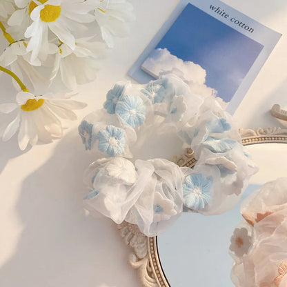 Women'S Fashion Flower Butterfly Organza Hair Tie