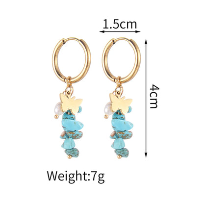 Fashion Flower Butterfly Stainless Steel Earrings No Inlaid Stainless Steel Earrings