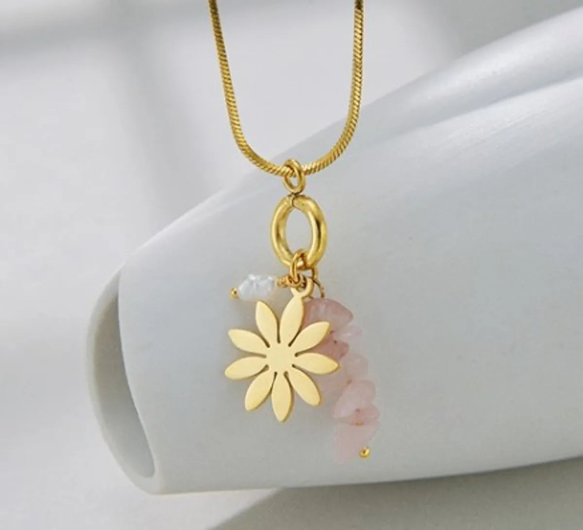 Fashion Flower Butterfly Stainless Steel Plating Pendant Necklace 1 Piece