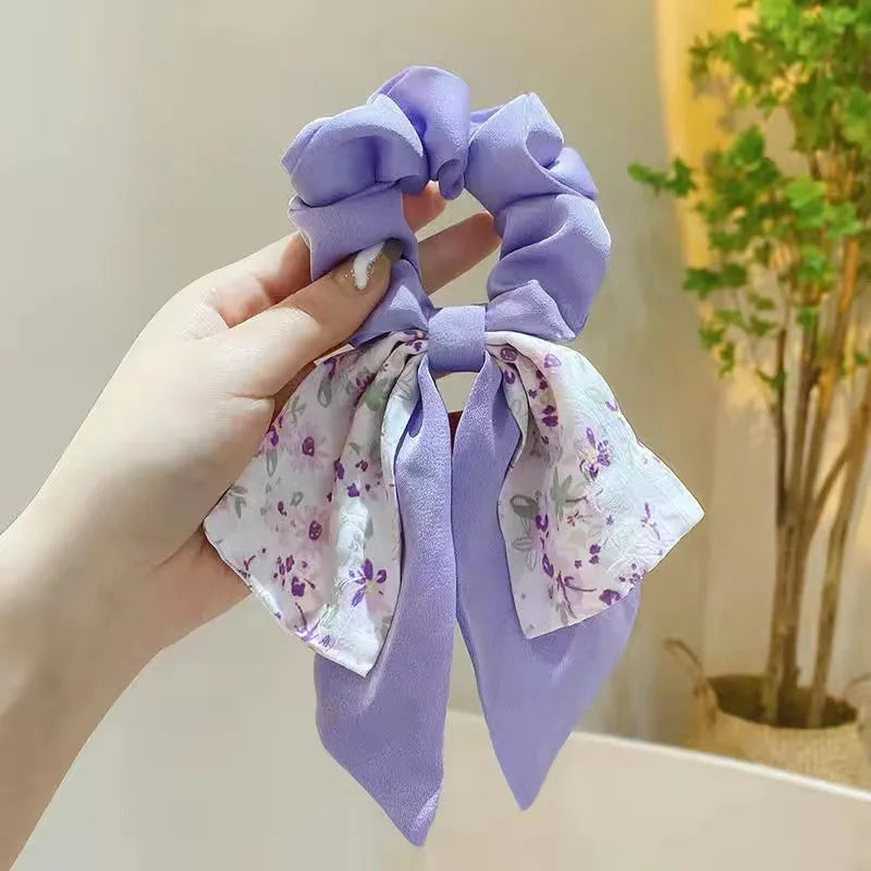 Fashion Flower Cloth Printing Hair Tie 1 Piece