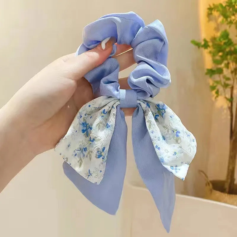 Fashion Flower Cloth Printing Hair Tie 1 Piece