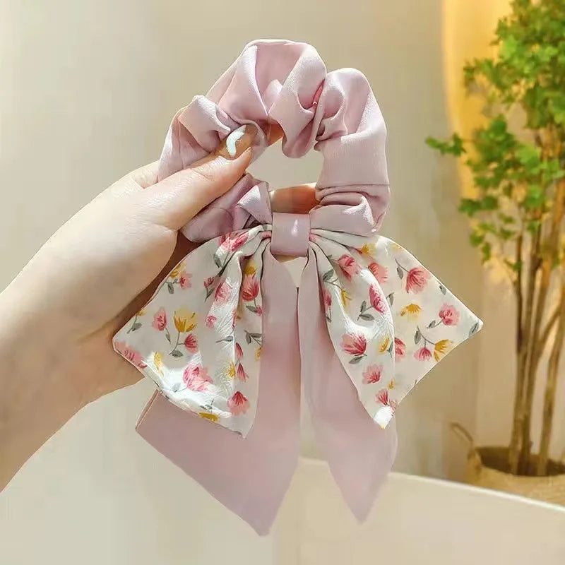 Fashion Flower Cloth Printing Hair Tie 1 Piece