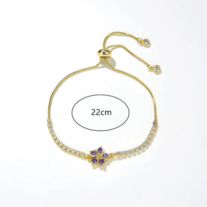 Fashion Flower Copper Bracelets Gold Plated Zircon Copper Bracelets 1 Piece