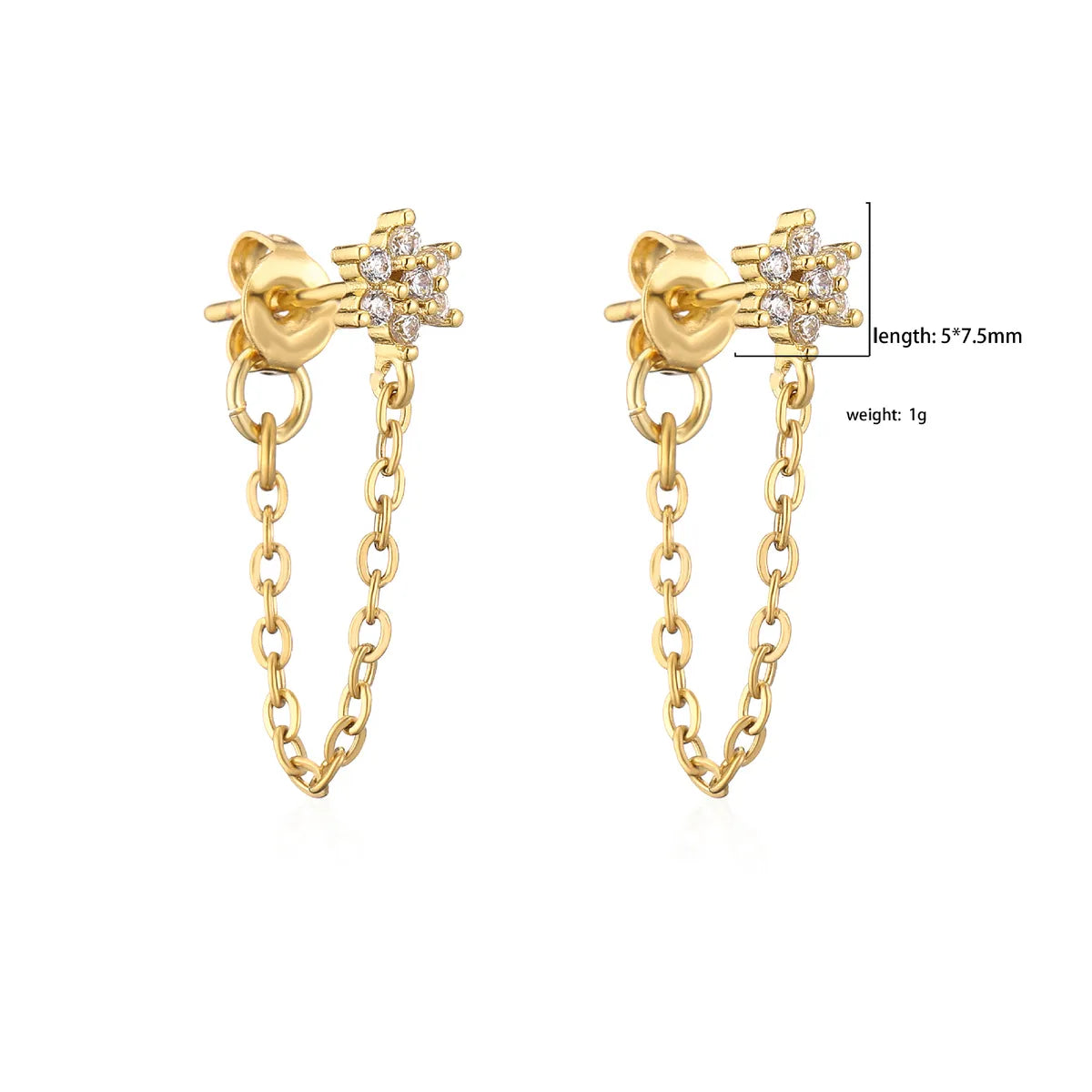 Fashion Flower Copper Ear Studs Flowers Artificial Gemstones Copper Earrings