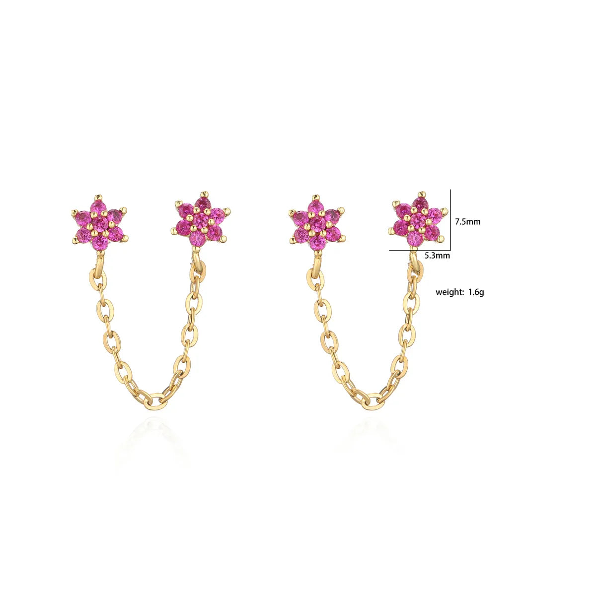 Fashion Flower Copper Ear Studs Flowers Artificial Gemstones Copper Earrings