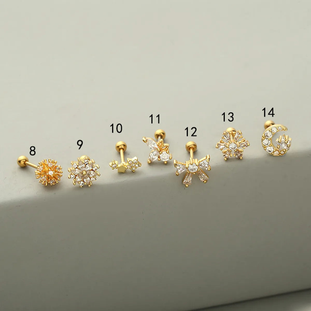 Fashion Flower Copper Ear Studs Inlay Zircon Copper Earrings 1 Piece