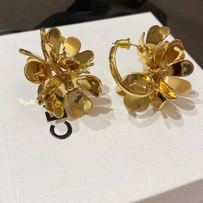 Fashion Flower Copper Earrings Plating Copper Earrings