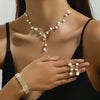 Fashion Flower Copper Inlay Artificial Pearl Rhinestone Bracelets Earrings Necklace