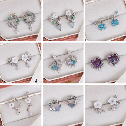 1 Pair Fashion Flower Inlay Copper Zircon Ear Studs