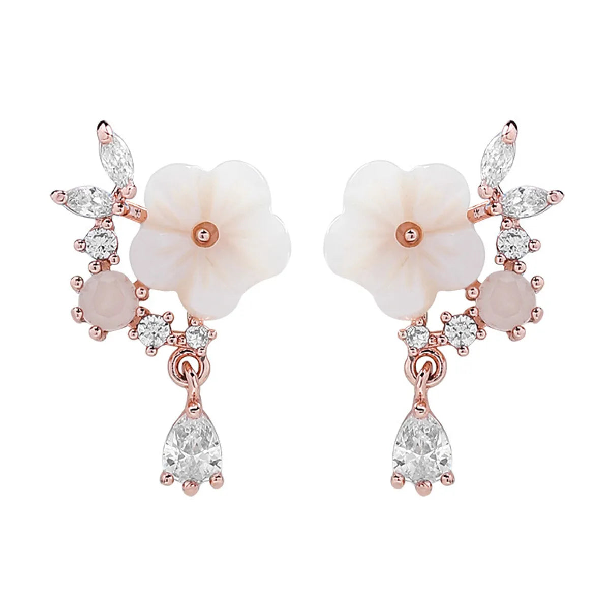 1 Pair Fashion Flower Inlay Copper Zircon Ear Studs