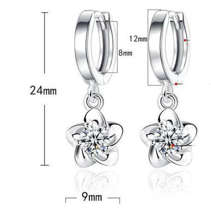 Fashion Flower Copper Plating Inlay Zircon Drop Earrings 1 Pair