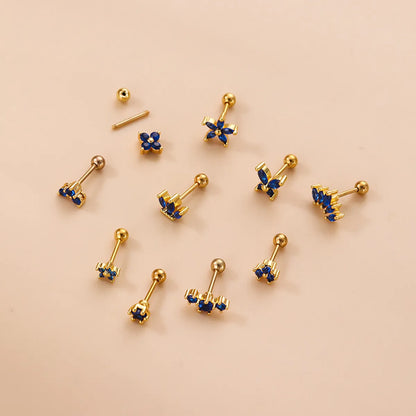 1 Piece Fashion Flower Plating Inlay Copper Zircon Ear Studs